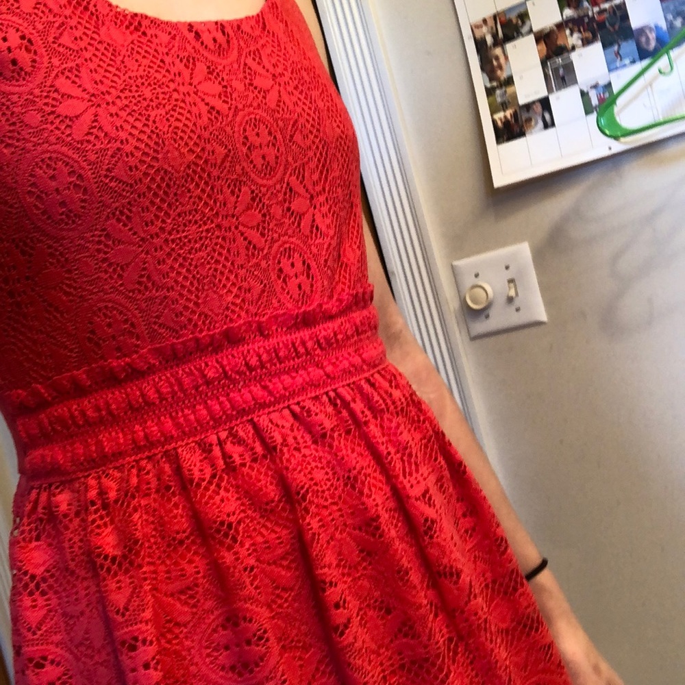 Lily Star Bright Red Lace Skater Dress - Picture 2 of 8